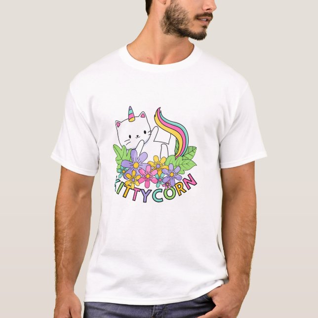 Rainbow Unicorn Cat Kittycorn Long Sleeve T-Shirt (Front)