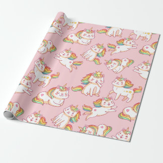 Rainbow Unicorn Cat Wrapping Paper