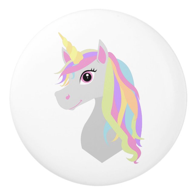 Rainbow Unicorn Ceramic Knob (Front)