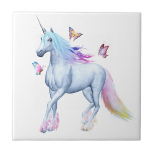 Rainbow unicorn ceramic tile