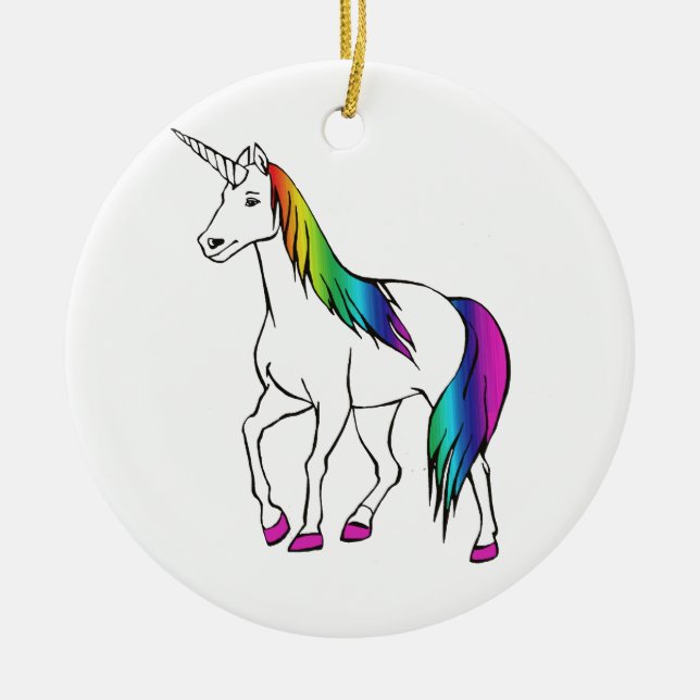 RAINBOW UNICORN CERAMIC TREE DECORATION (Front)