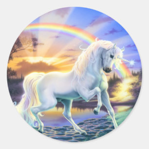 Rainbow Unicorn Classic Round Sticker