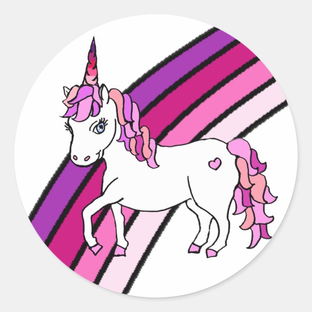 Rainbow Unicorn Classic Round Sticker (Front)