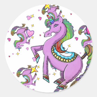 Rainbow Unicorn Classic Round Sticker
