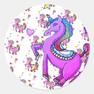 Rainbow Unicorn Classic Round Sticker