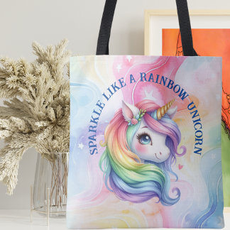Rainbow Unicorn Colourful Design Tote Bag