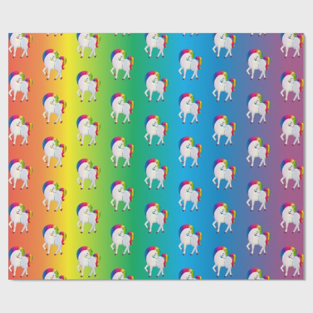 Rainbow Unicorn Colourful Gift Wrapping Paper (Flat)
