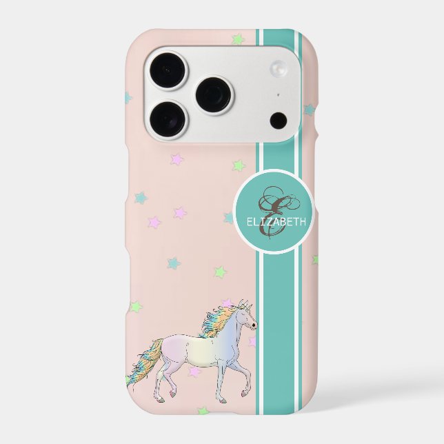Rainbow Unicorn, Colourful Stars Monogram (Back)