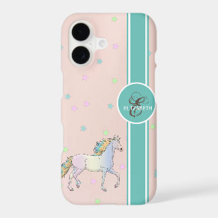 Rainbow Unicorn, Colourful Stars Monogram