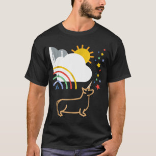 Rainbow Unicorn Corgi  Dog  Tee