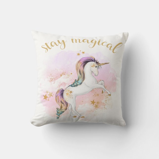 Rainbow Unicorn Cushion, Stay Magical Cushion (Front)