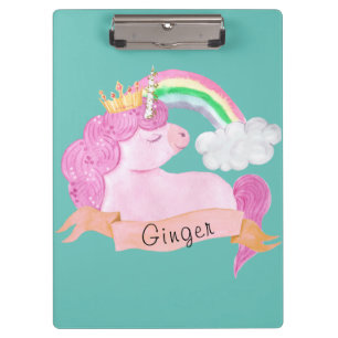 🌈Rainbow Unicorn Custom Name Clipboard
