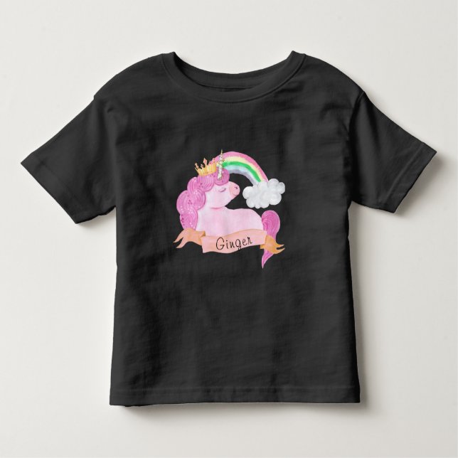 🌈Rainbow Unicorn Custom Name    Toddler T-Shirt (Front)