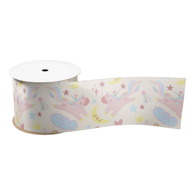 Rainbow Unicorn Cute Pastel Cheerful Satin Ribbon (Spool)