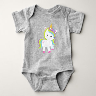 Rainbow Unicorn, Cute Unicorn, Magic Unicorn, Star Baby Bodysuit