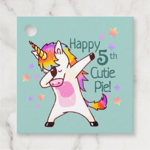 Rainbow Unicorn Dab Dance Pink Doughnut Thank You Favour Tags