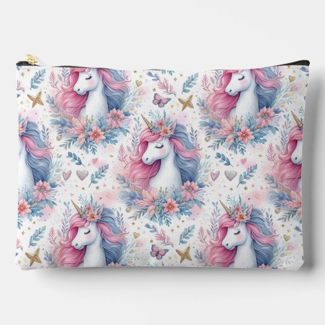Rainbow Unicorn Design 5 Accessory Pouch (Front)