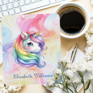 Rainbow Unicorn Design with Custom Name Mouse Pad