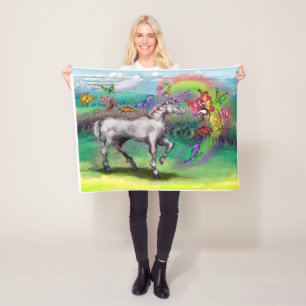 Rainbow Unicorn Faeries Fleece Blanket