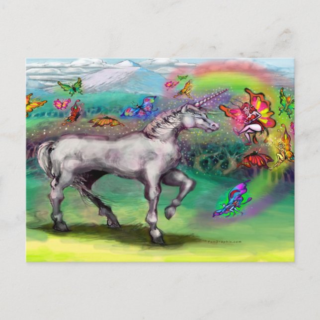 Rainbow Unicorn Faeries Postcard (Front)