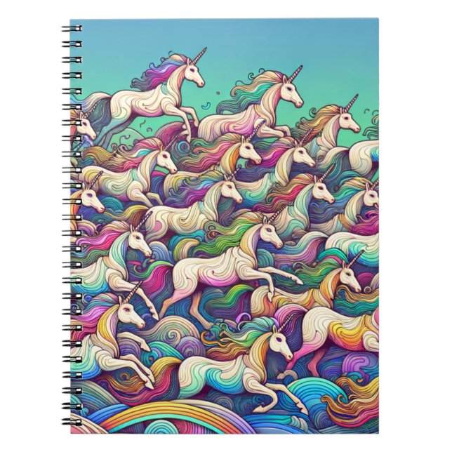 Rainbow Unicorn Fantasy Art Notebook (Front)
