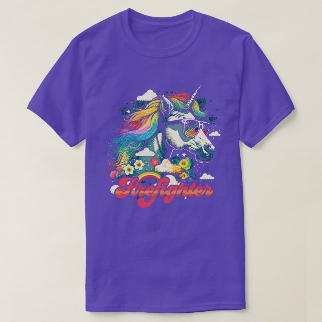 Rainbow Unicorn Firefighter T-Shirt (Design Front)