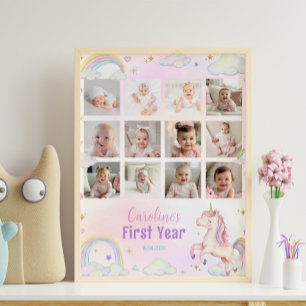 Rainbow Unicorn First Year Photo Milestone Sign