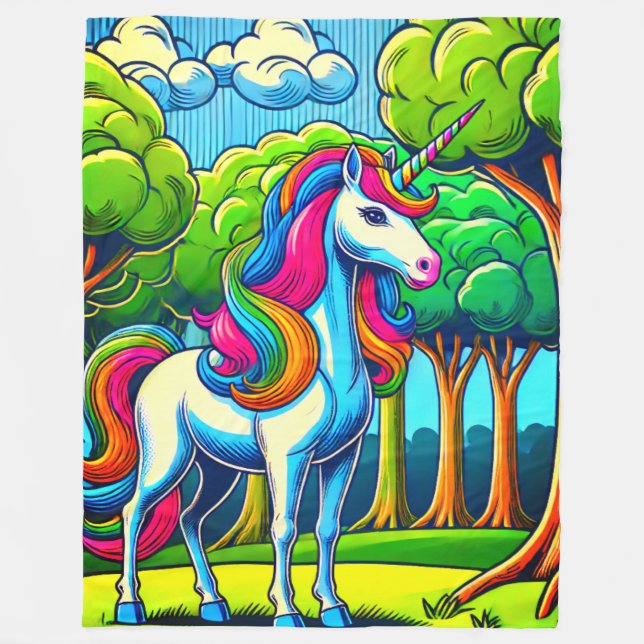 Rainbow Unicorn Fleece Blanket (Front)
