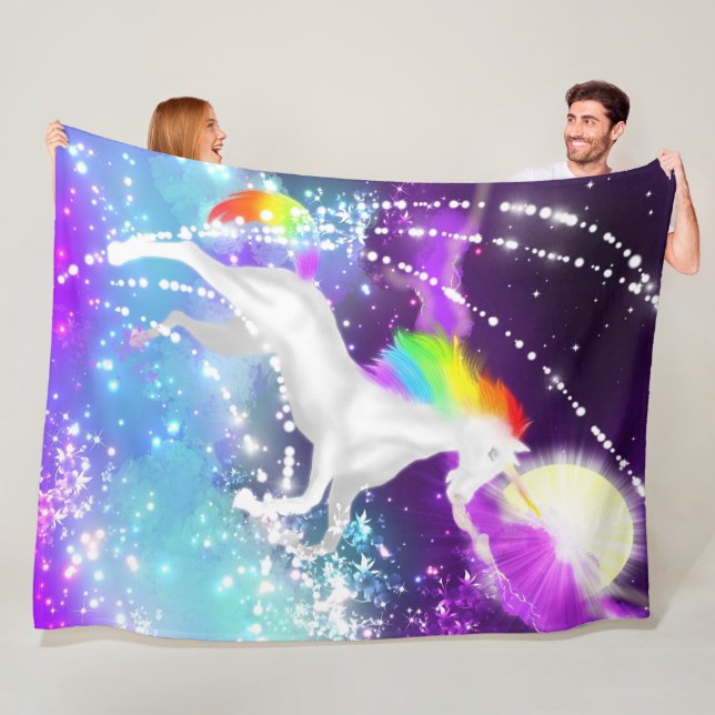 Rainbow Unicorn Fleece Blanket (In Situ)