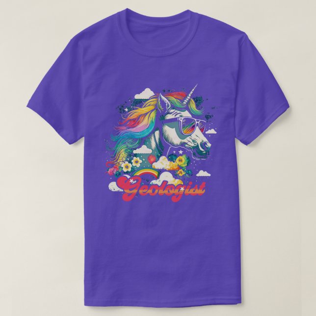 Rainbow Unicorn Geologist T-Shirt (Design Front)