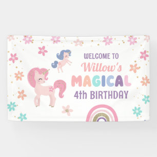 Rainbow Unicorn Girl Birthday Party Vinyl Banner