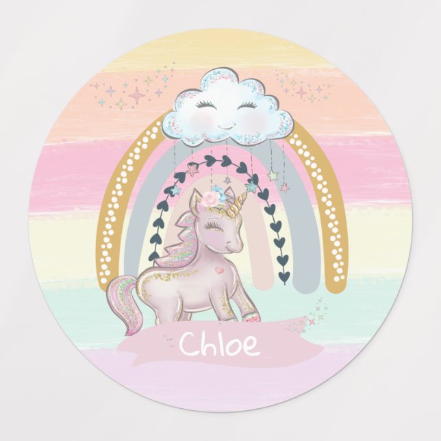 🦄Rainbow Unicorn Girl Custom Name  (Design 1)