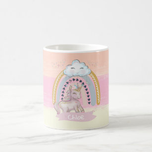 🦄Rainbow Unicorn Girl Custom Name Coffee Mug