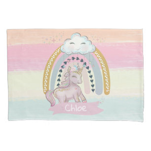 🦄Rainbow Unicorn Girl Custom Name Pillowcase