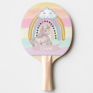 🦄Rainbow Unicorn Girl Custom Name Ping Pong Paddle
