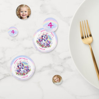 Rainbow Unicorn Girl's Birthday Party Personalized Confetti