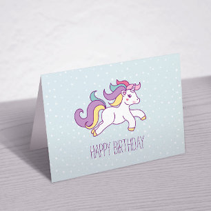 Rainbow Unicorn Girls Birthday Party Thank You Card