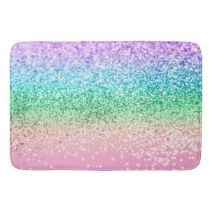 Rainbow Unicorn Glitter 1 (Faux Glitter) #pastel  Bath Mat