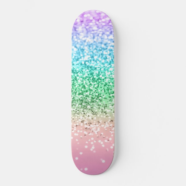 Rainbow Unicorn Glitter 1 (Faux Glitter) #pastel  Skateboard (Front)