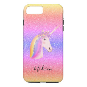 Rainbow Unicorn Glitter Personalized iPhone 8 Plus/7 Plus Case