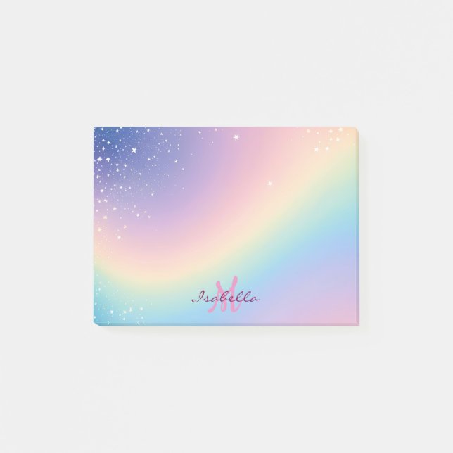 Rainbow Unicorn Glitter Post-it Notes (Front)