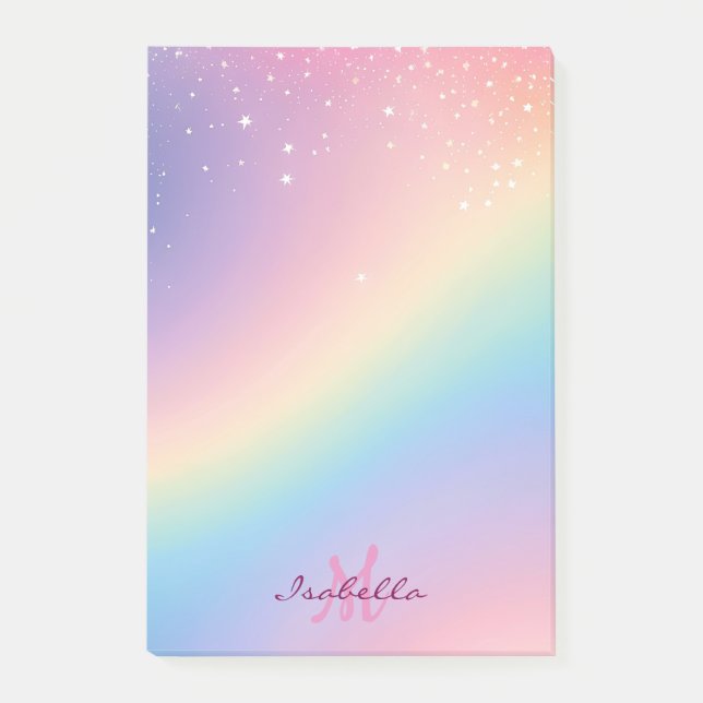 Rainbow Unicorn Glitter Post-it Notes (Front)