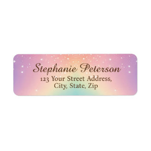 Rainbow Unicorn Glitter Return Address Label