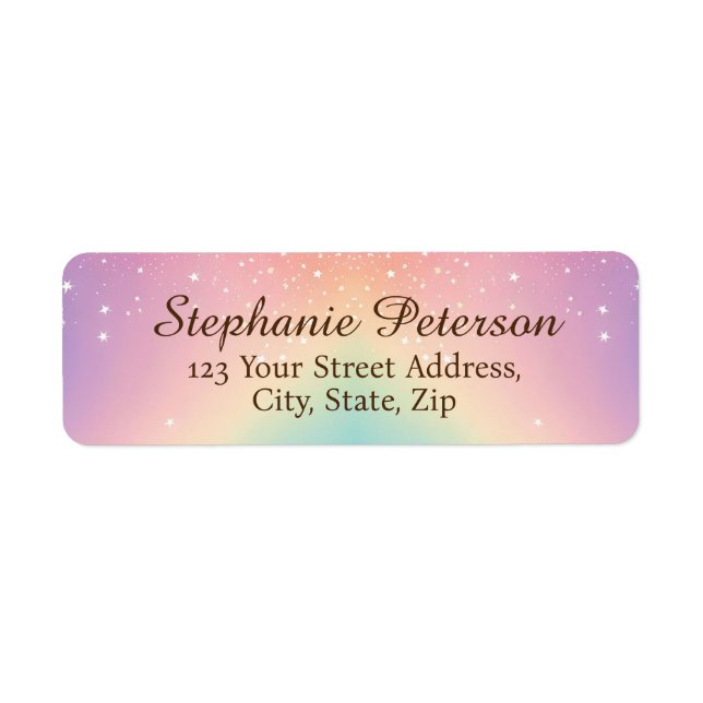 Rainbow Unicorn Glitter Return Address Label (Front)