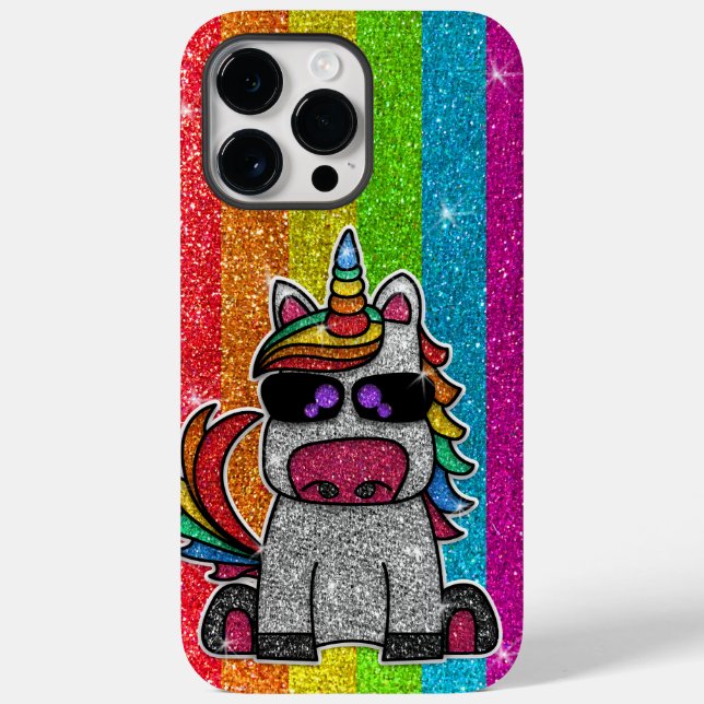 Rainbow Unicorn Glitter Sparkly Gold Sparkles      Case-Mate iPhone Case (Back)