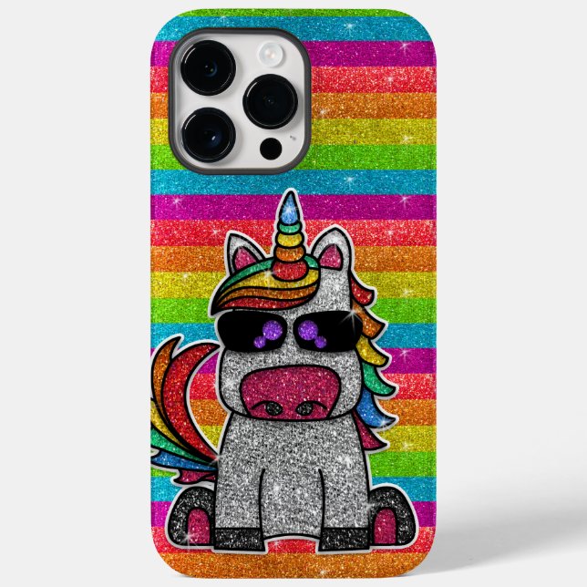 Rainbow Unicorn Glitter Sparkly Gold Sparkles Case-Mate iPhone Case (Back)