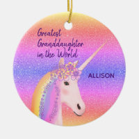 Rainbow Unicorn Greatest Granddaughter Custom Name