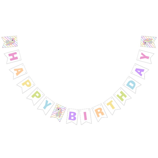 Rainbow Unicorn Happy Birthday Banner Bunting (All)