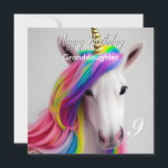 Rainbow Unicorn Happy Birthday Granddaughter Card<br><div class="desc">The Rainbow Unicorn Happy Birthday Granddaughter Card, Wish your granddaughter a very happy birthday with this beautiful Rainbow Unicorn Happy Birthday Granddaughter Card! Featuring a colourful unicorn with bright rainbow hair, this card is sure to make her smile. The inside message wishing her a "magical" day is sure to touch...</div>