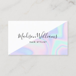 Rainbow unicorn holographic hair salon colour bloc business card